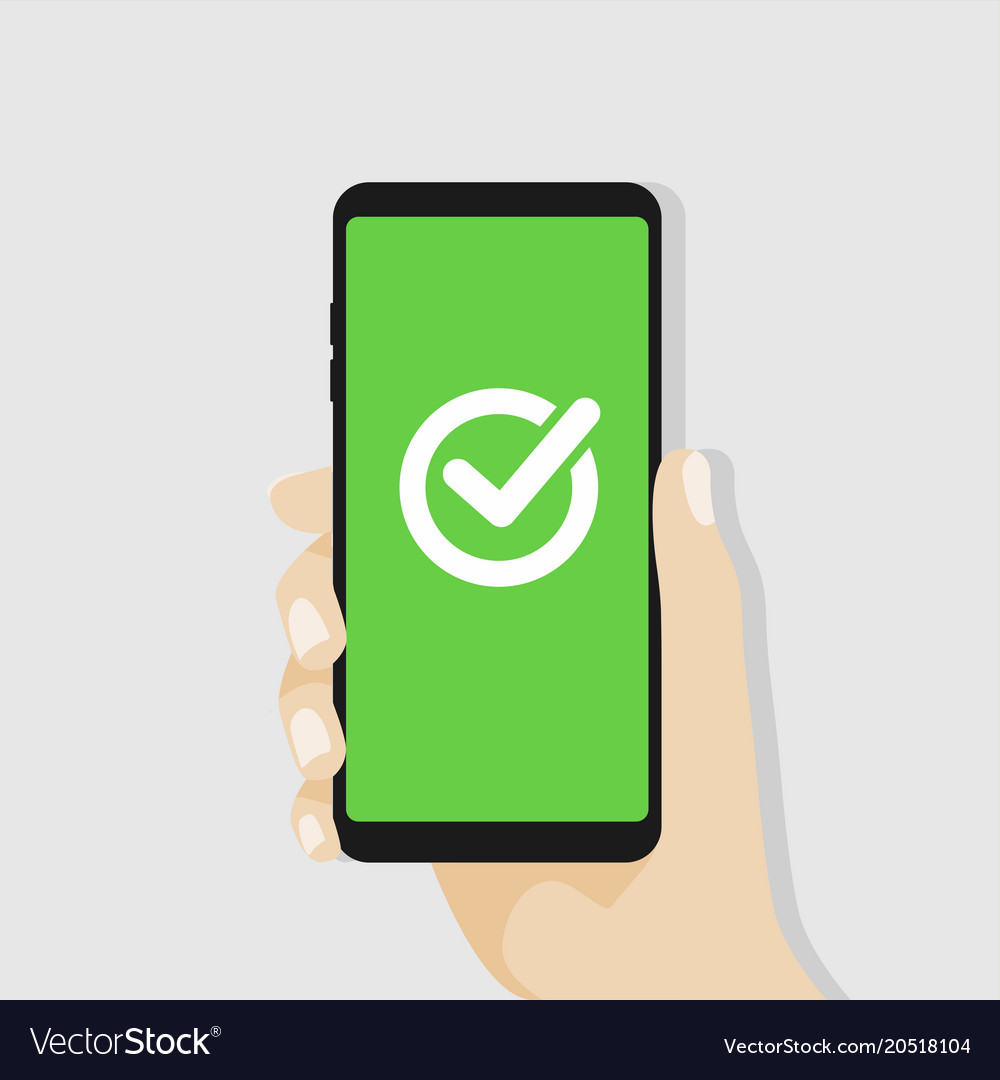 Green Checkmark auf dem Smartphone-Bildschirm