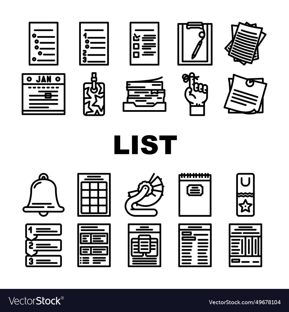 List checklist document check icons set vector image List checklist document check icons set