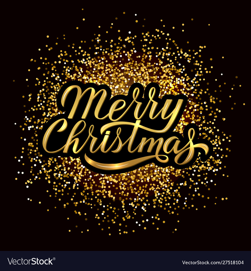 Merry christmas calligraphy lettering gold Vector Image