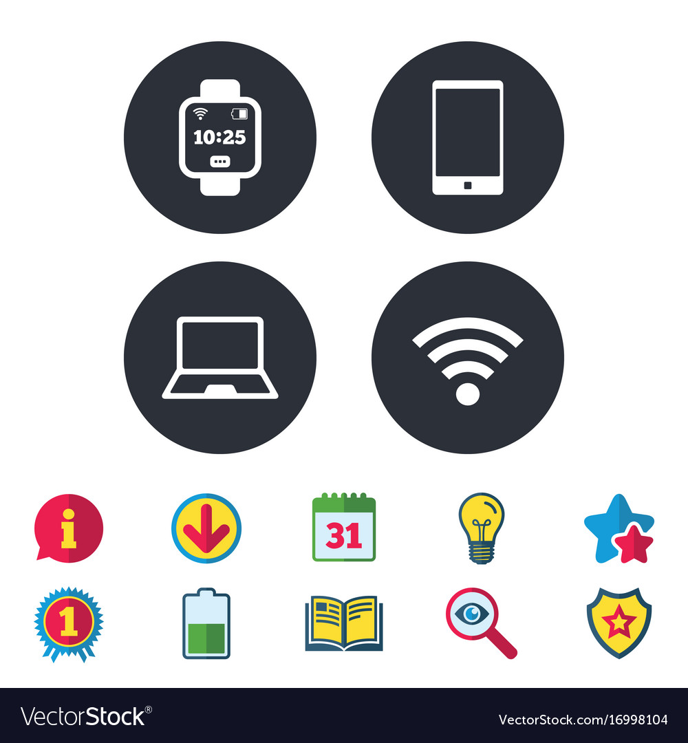 Notebook and smartphone icon smart watch symbol