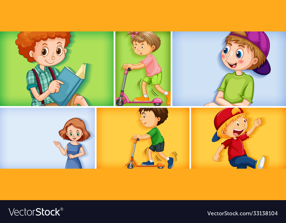 Set different kid characters Royalty Free Vector Image