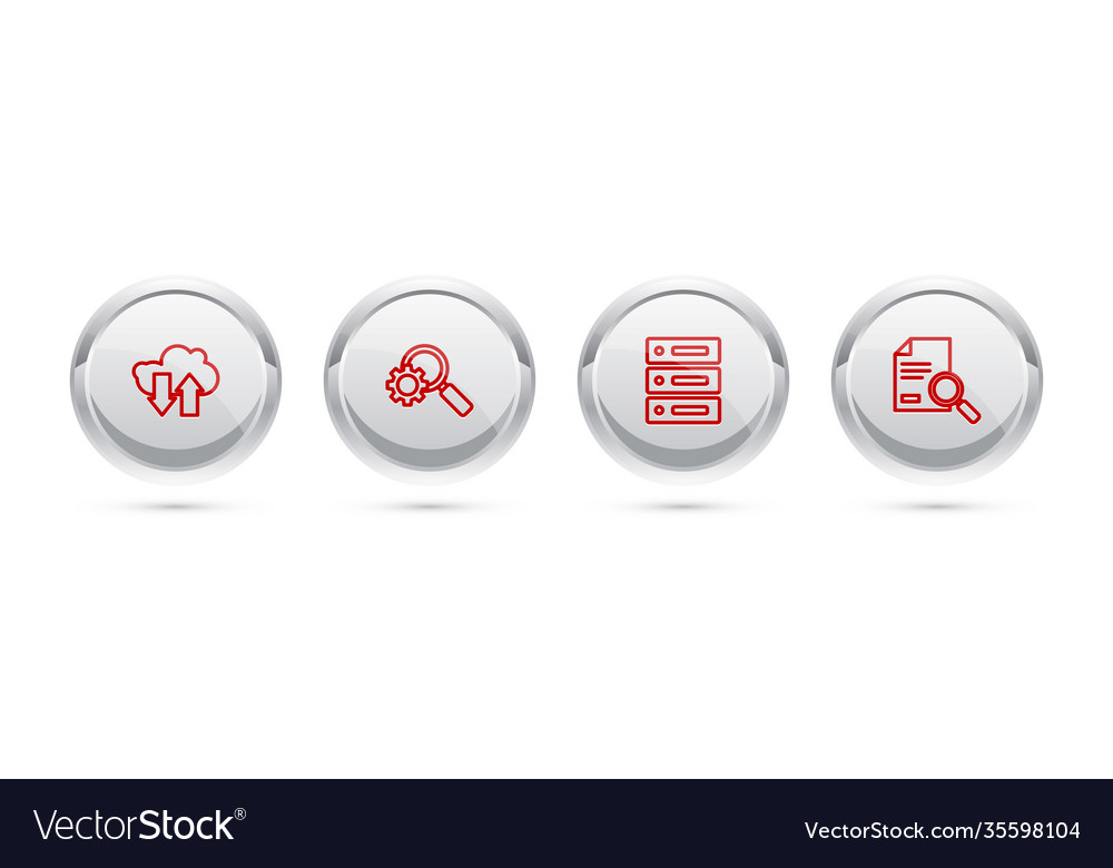 Set line cloud download and upload magnifying vector image Set line cloud download and upload magnifying