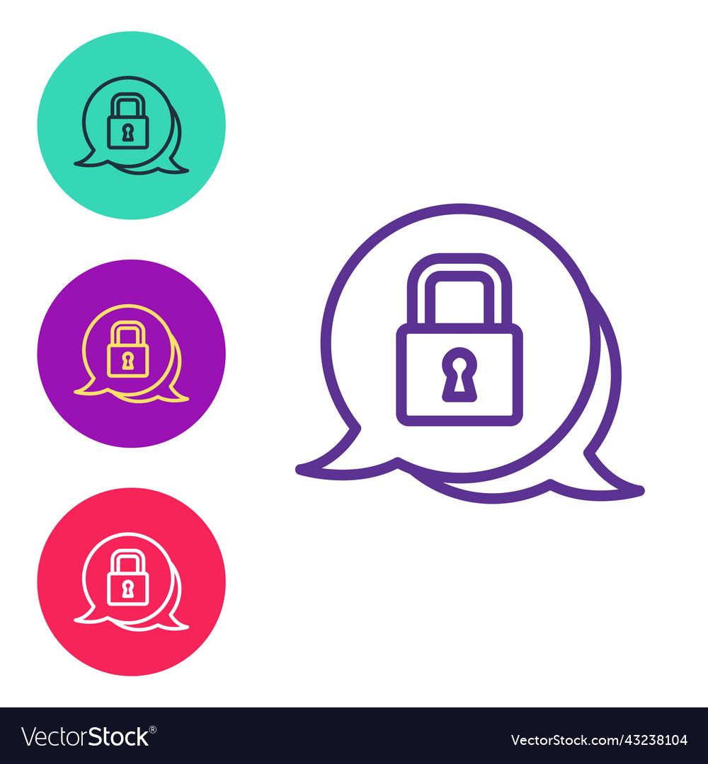 Set line lock icon isolated on white background vector image Set line lock icon isolated on white background