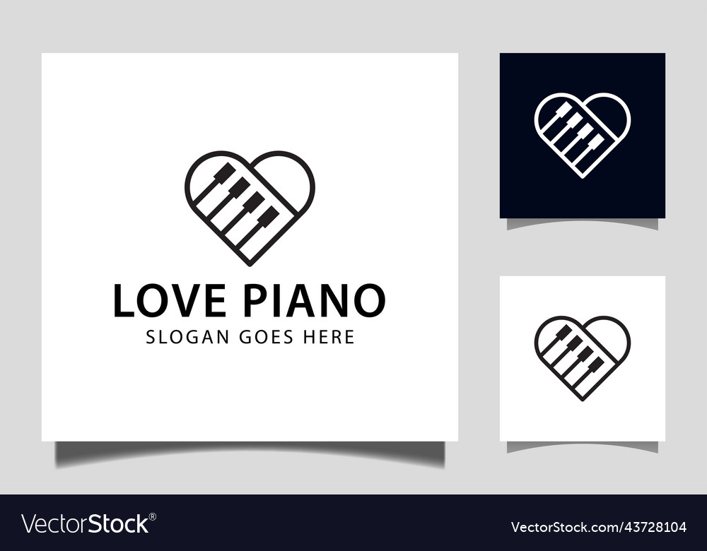 Simple line piano love music symbol icon