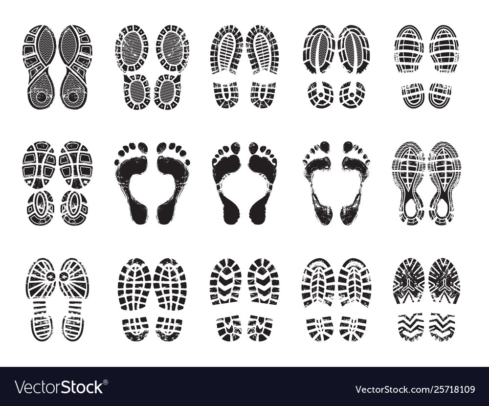 Footprint texture silhouettes sneakers for Vector Image