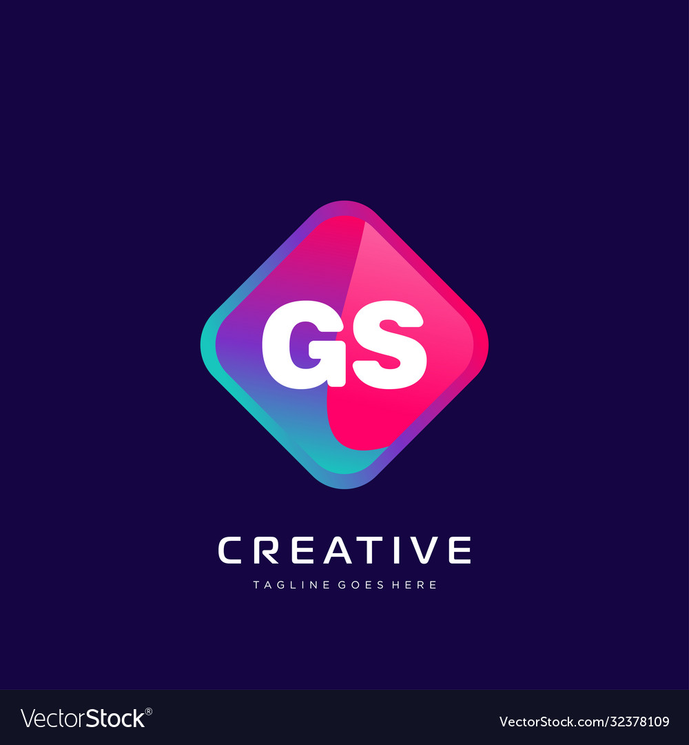 Gs initial logo with colorful template