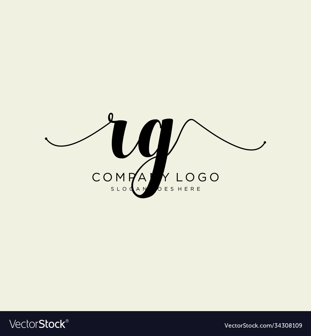 Initial rg handwriting logo with circle template Vector Image