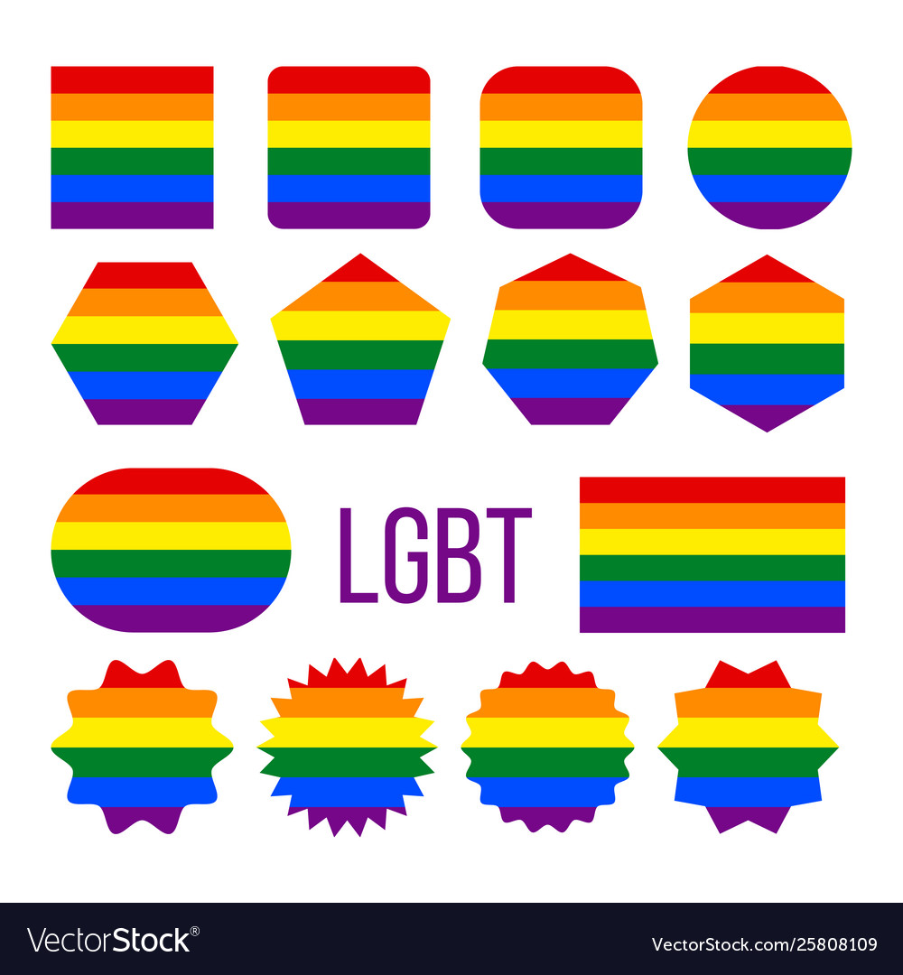 Lgbt pride flag collection figure icons set