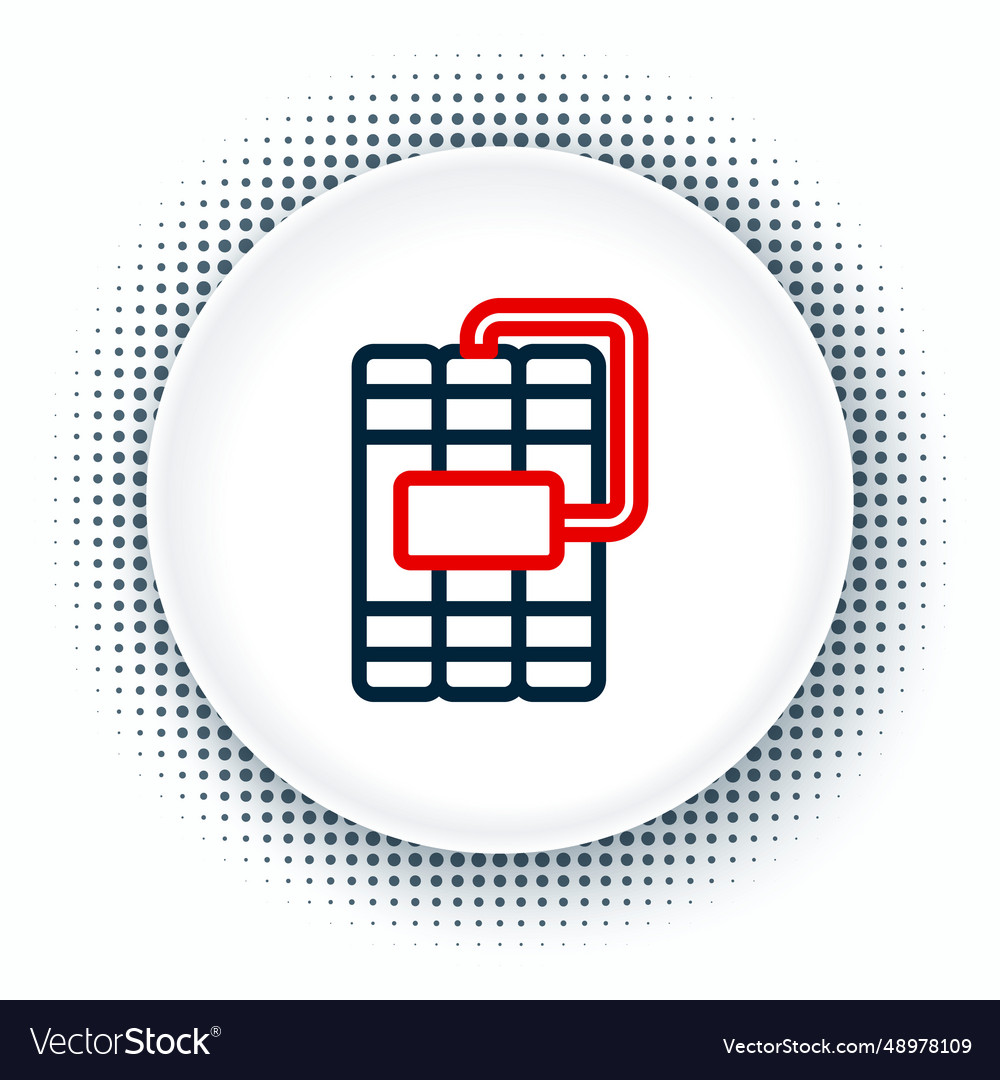 Line detonate dynamite bomb stick and timer clock vector image Line detonate dynamite bomb stick and timer clock