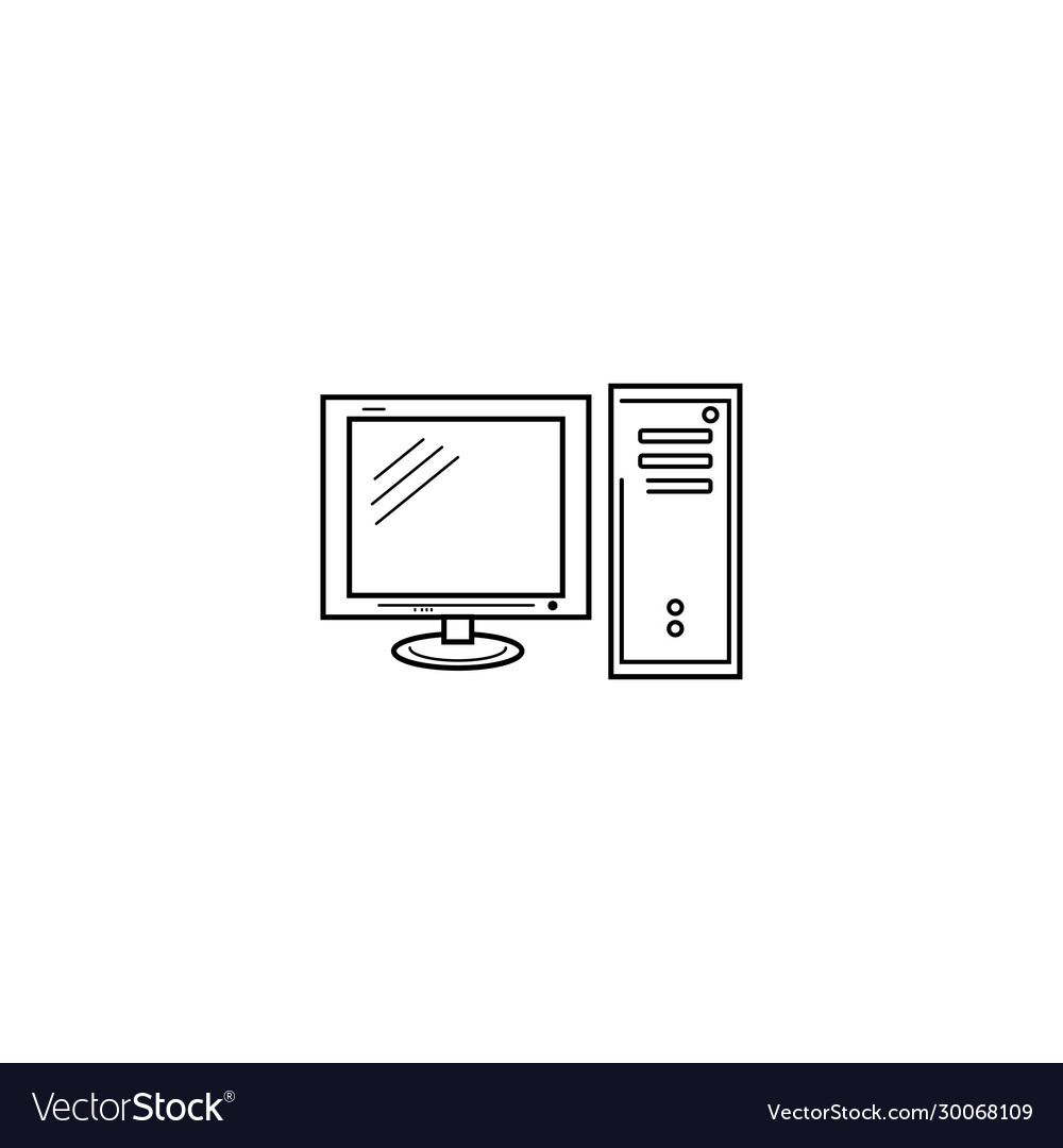 Personal computer with case simple lines sign eps