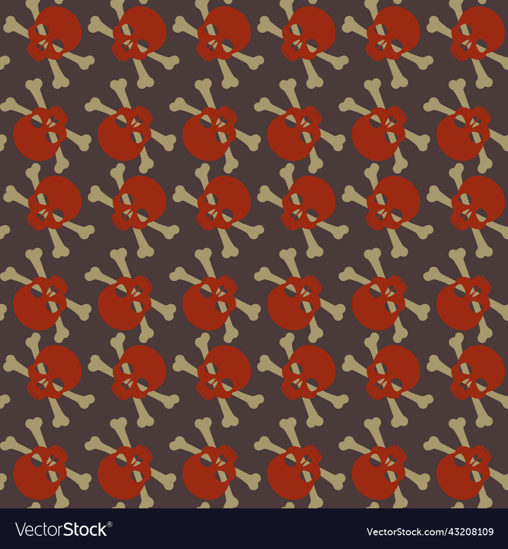 Seamless pattern with skulls and bones ornamental Vector Image Seamless pattern with skulls and bones ornamental