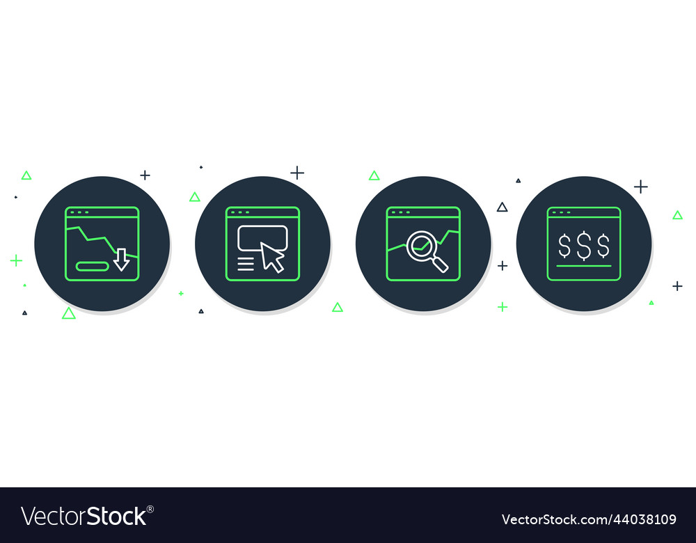 Set line ui or ux design website with stocks Vector Image Set line ui or ux design website with stocks