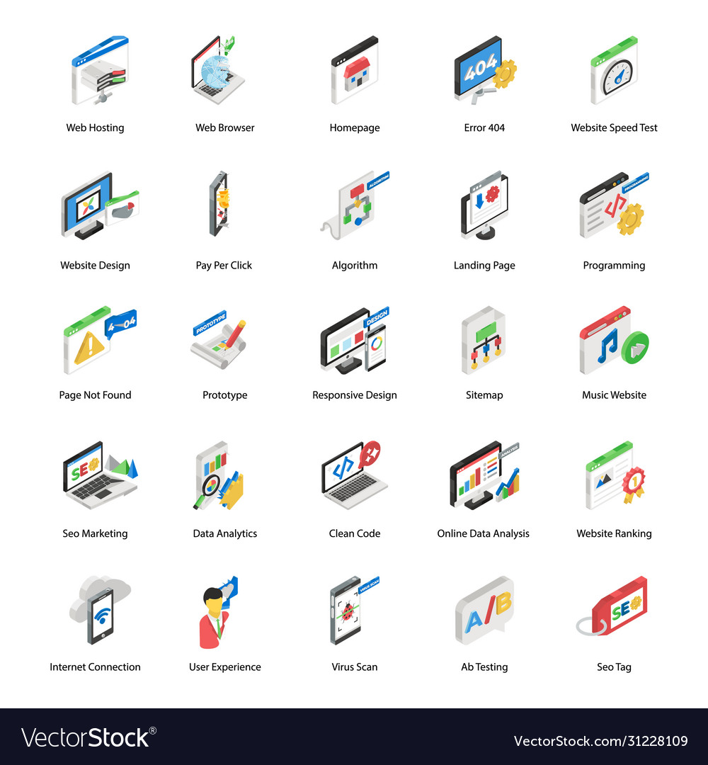 Software Development Isometric Icons