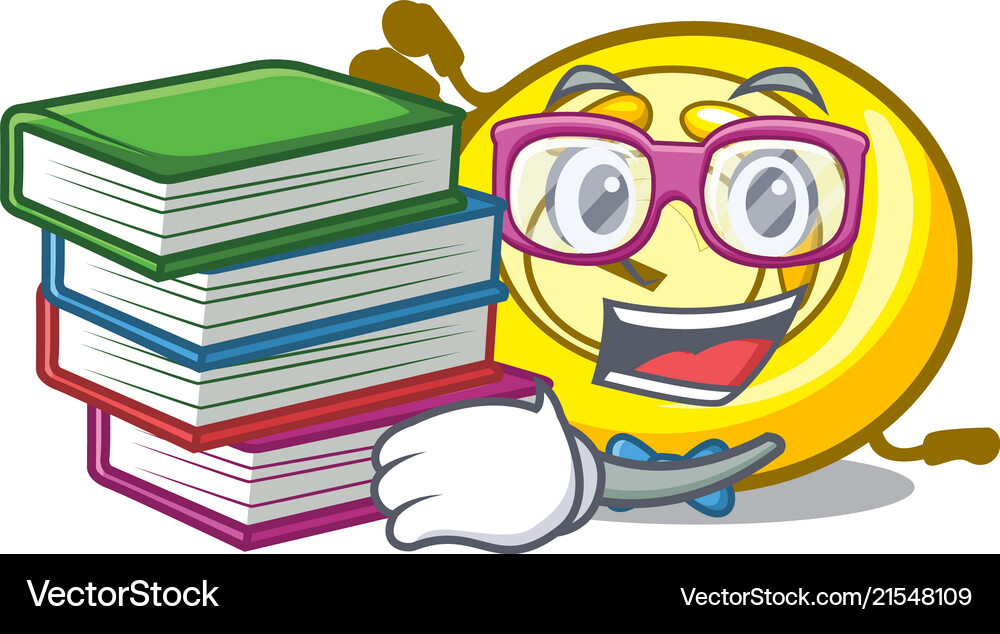 Student with book cd player mascot cartoon Vector Image