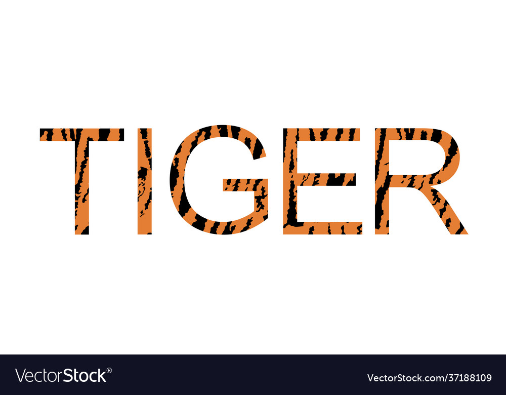 Word Tiger mit Pelztextur und Hautdruck