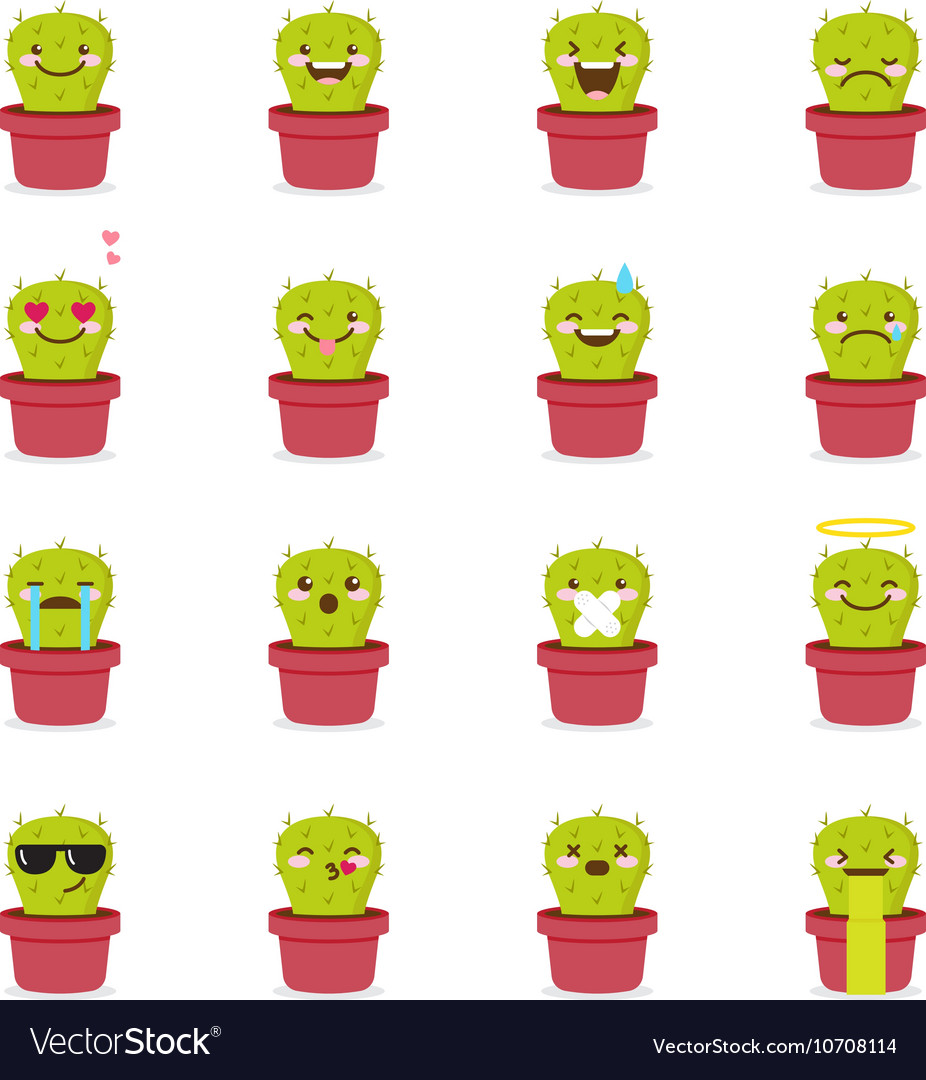 Cactus emoji set funny succulent emoticons