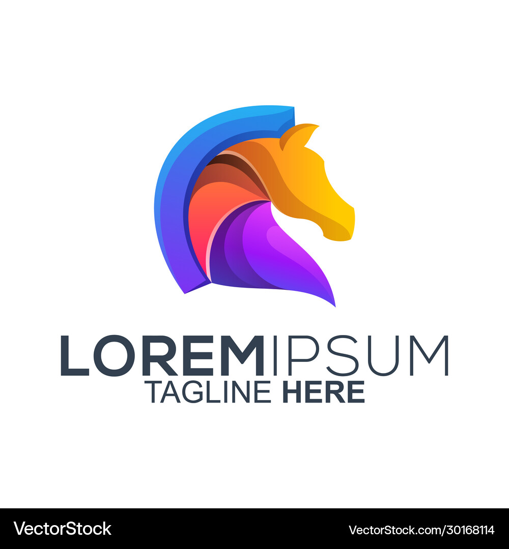 Colorful horse logo design Royalty Free Vector Image