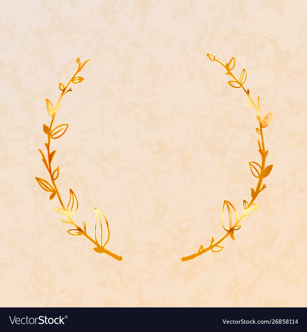 Cute golden detailed floral wreath on beige paper vector image Cute golden detailed floral wreath on beige paper