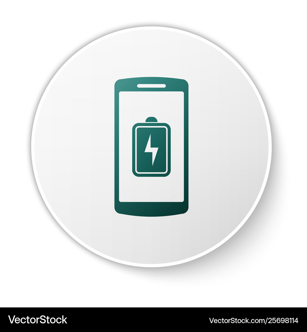 Green smartphone battery charge icon isolated Vector Image
