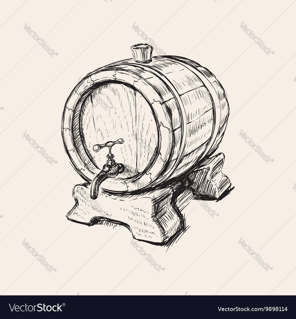 Hand drawn old wine barrel