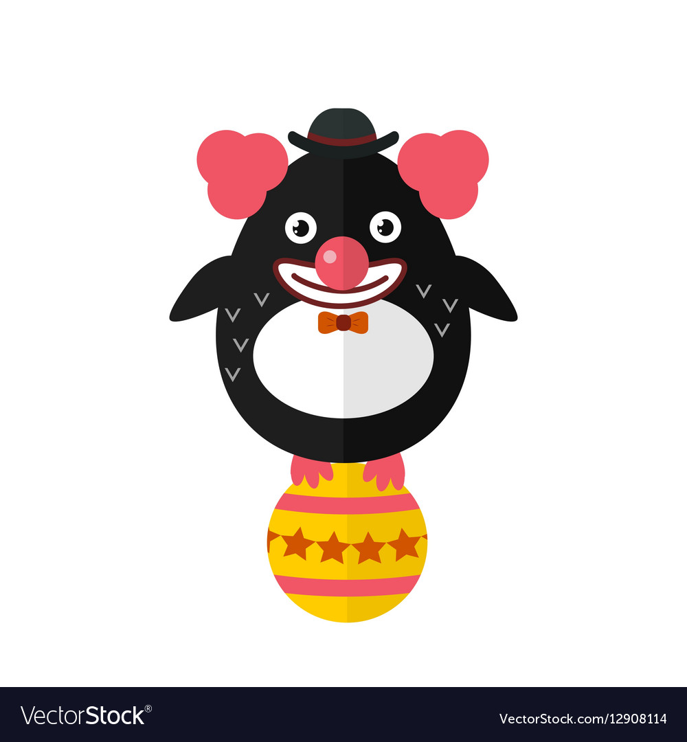 Penguin clown animal character Royalty Free Vector Image