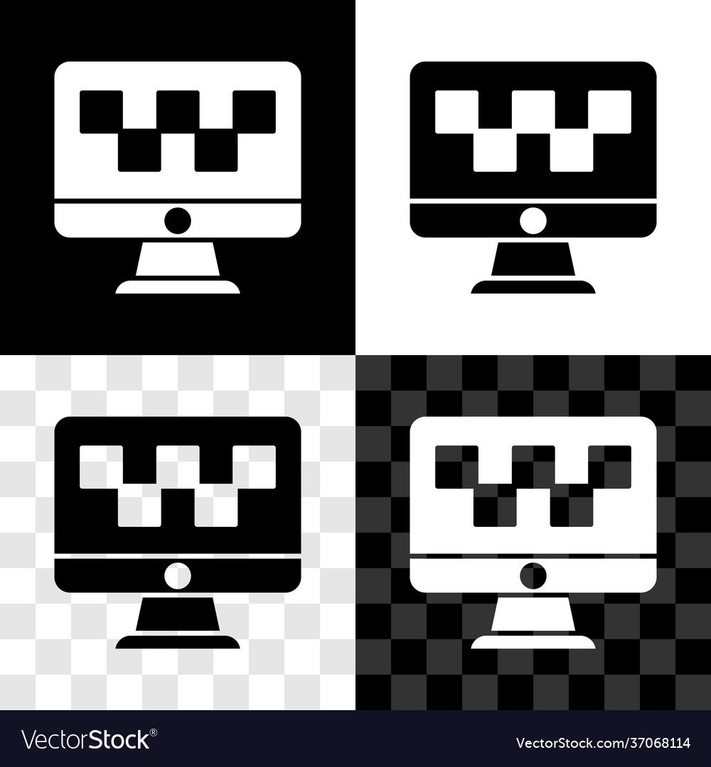 Set computer call taxi service icon isolated vector image Set computer call taxi service icon isolated