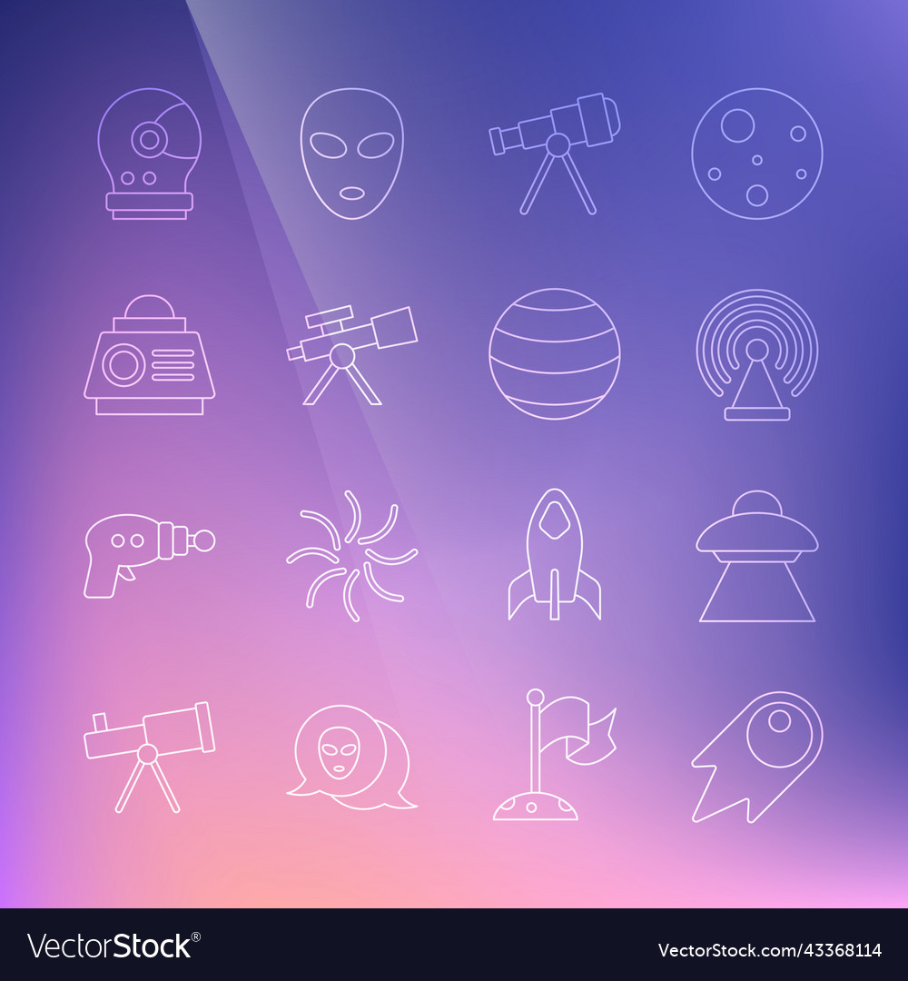 Set line comet falling down fast ufo flying vector image Set line comet falling down fast ufo flying
