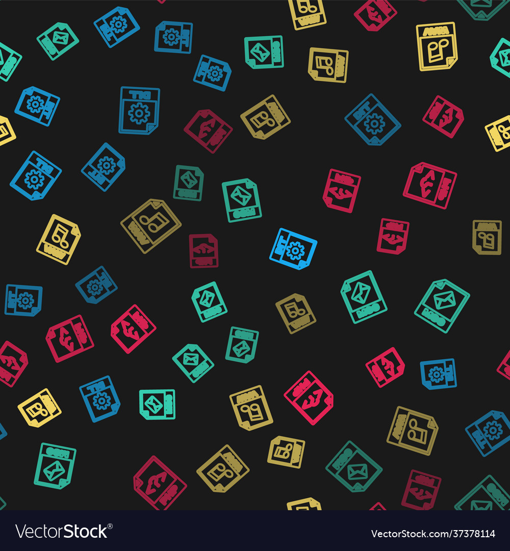 Set line dll file document msg wav and php vector image Set line dll file document msg wav and php