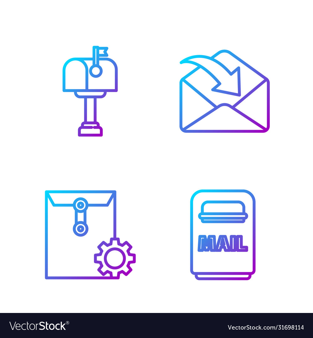 Set line mail box envelope setting vector image Set line mail box envelope setting