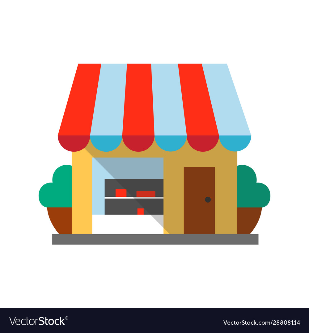 Small shop flat design long shadow color icon