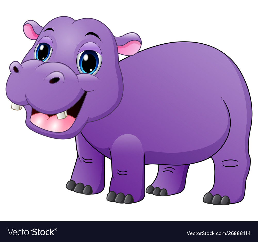 Smiling baby hippo isolated on white background Vector Image