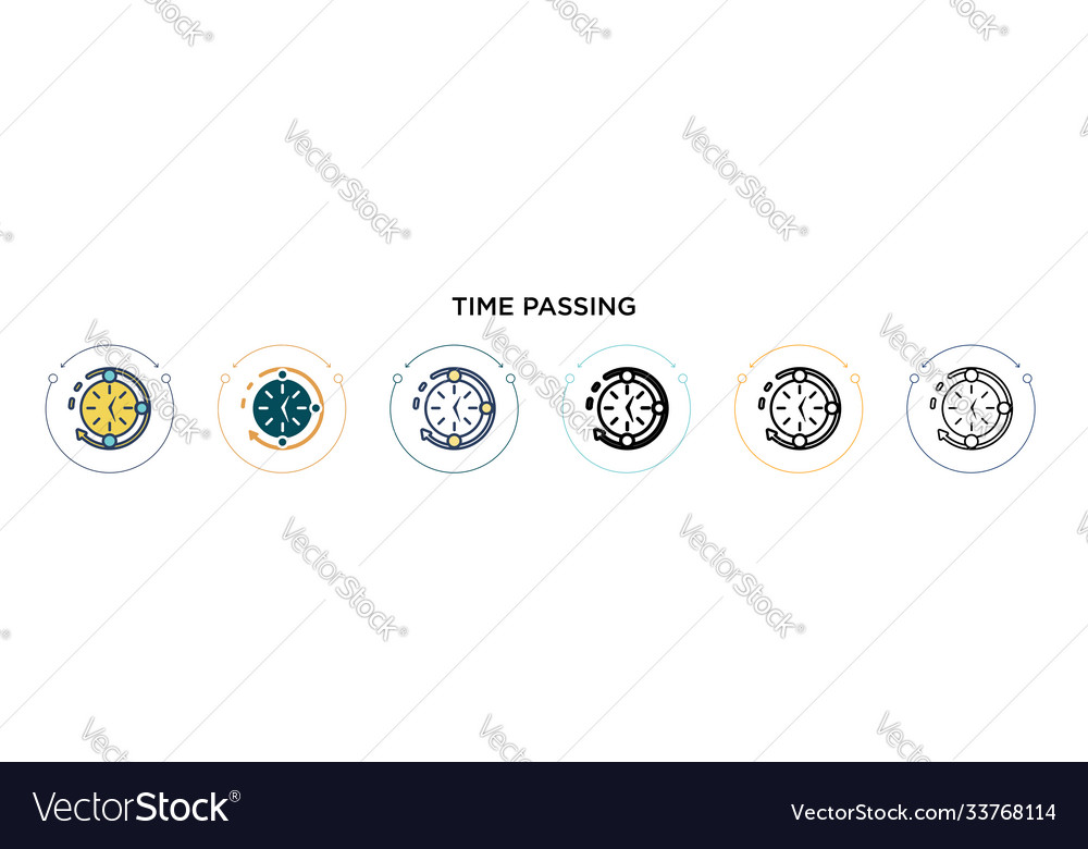 Time passing icon in filled thin line outline Vector Image Time passing icon in filled thin line outline