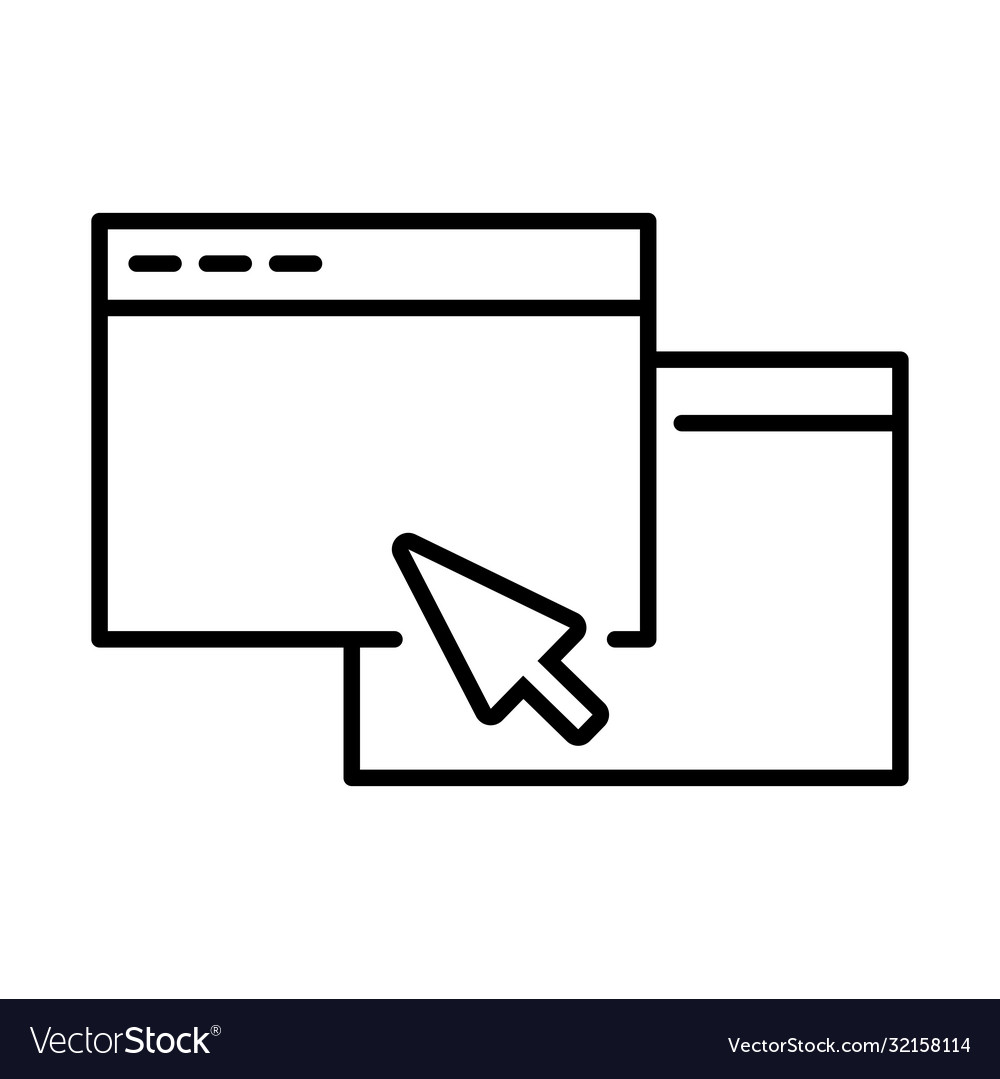 Webpage template with cursor line style icon vector image Webpage template with cursor line style icon