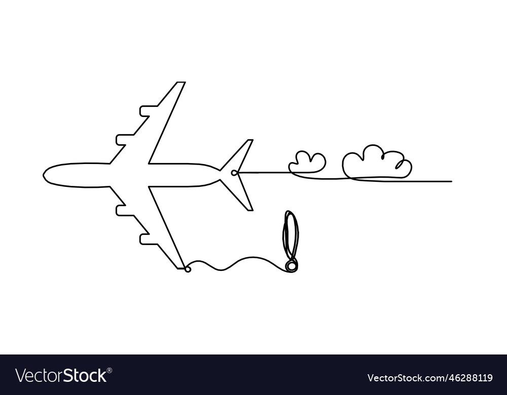 Abstract plane with exclamation mark as line