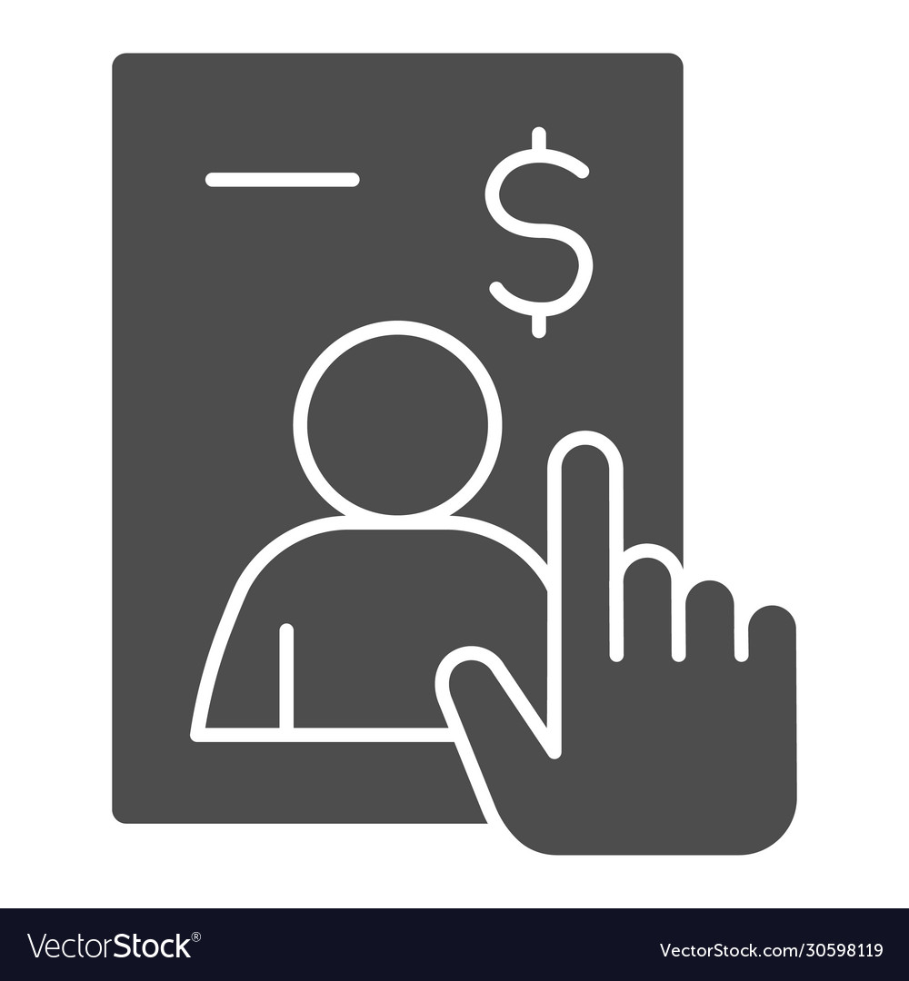Application form with photo solid icon candidate vector image Application form with photo solid icon candidate