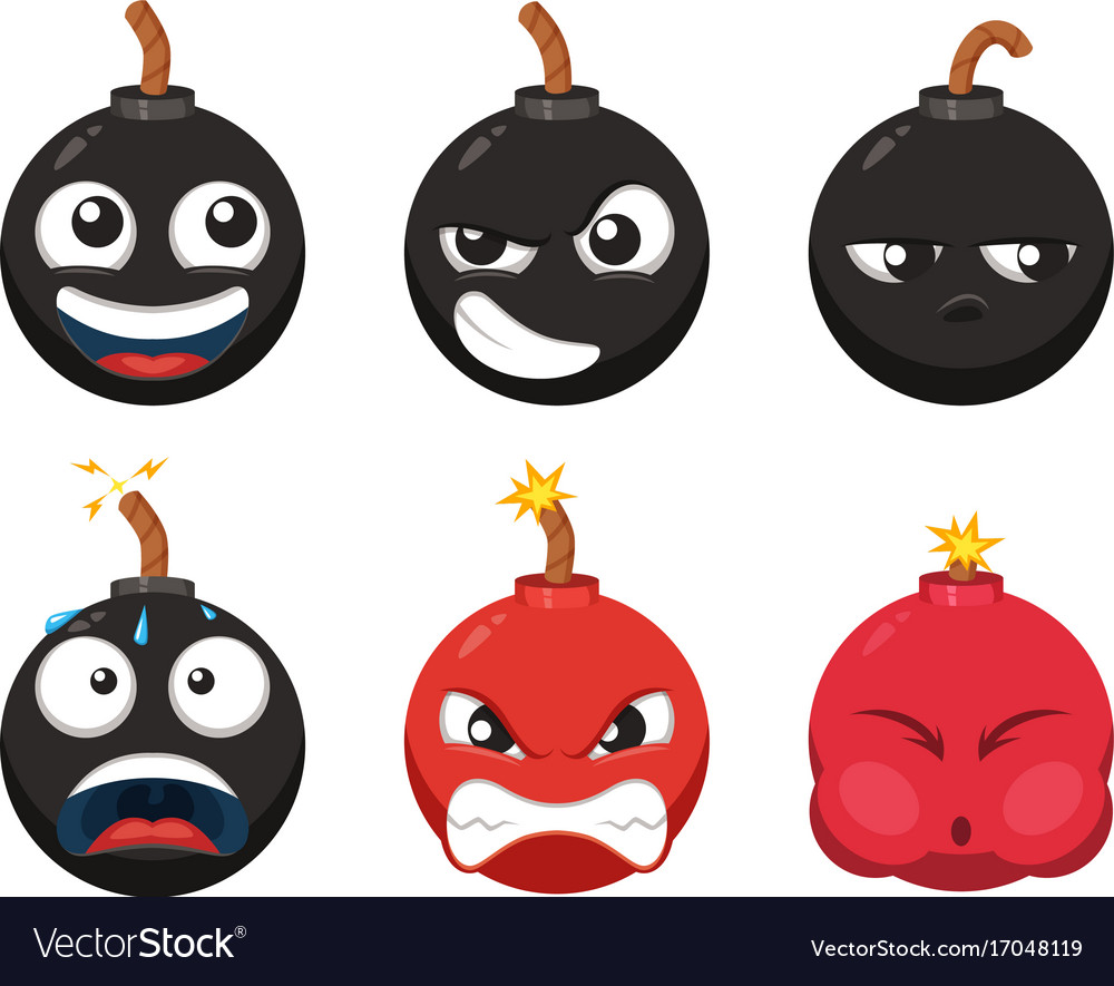 Cartoon character of funny bomb with different Vector Image Cartoon character of funny bomb with different Vector Image