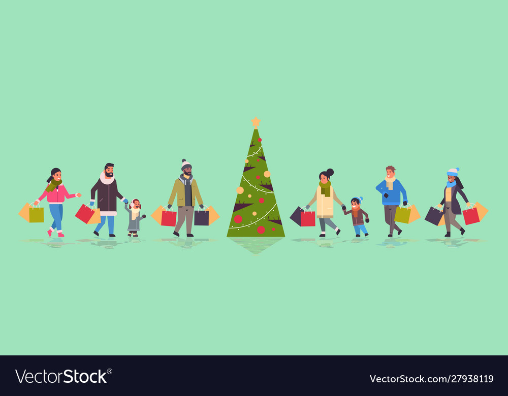 Christmas Shopping Family Walk