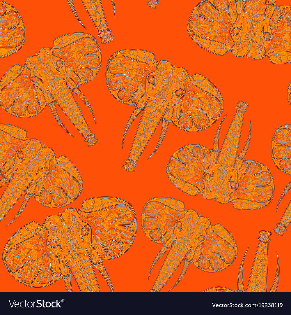 Cute elephants seamless pattern background