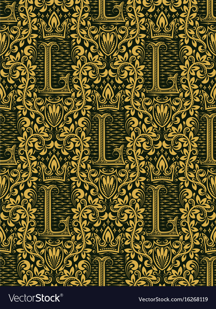 Damask seamless pattern repeating background gold