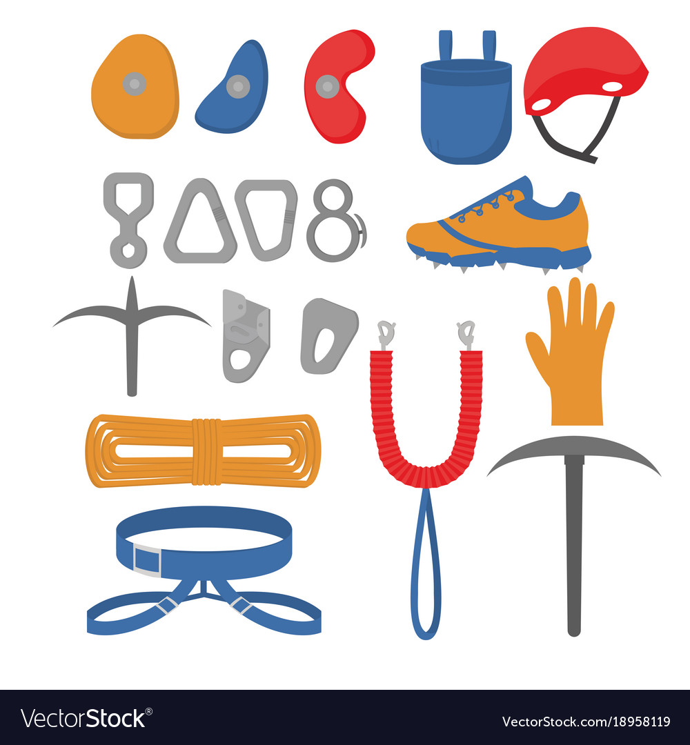 Flat design elements of rock climber