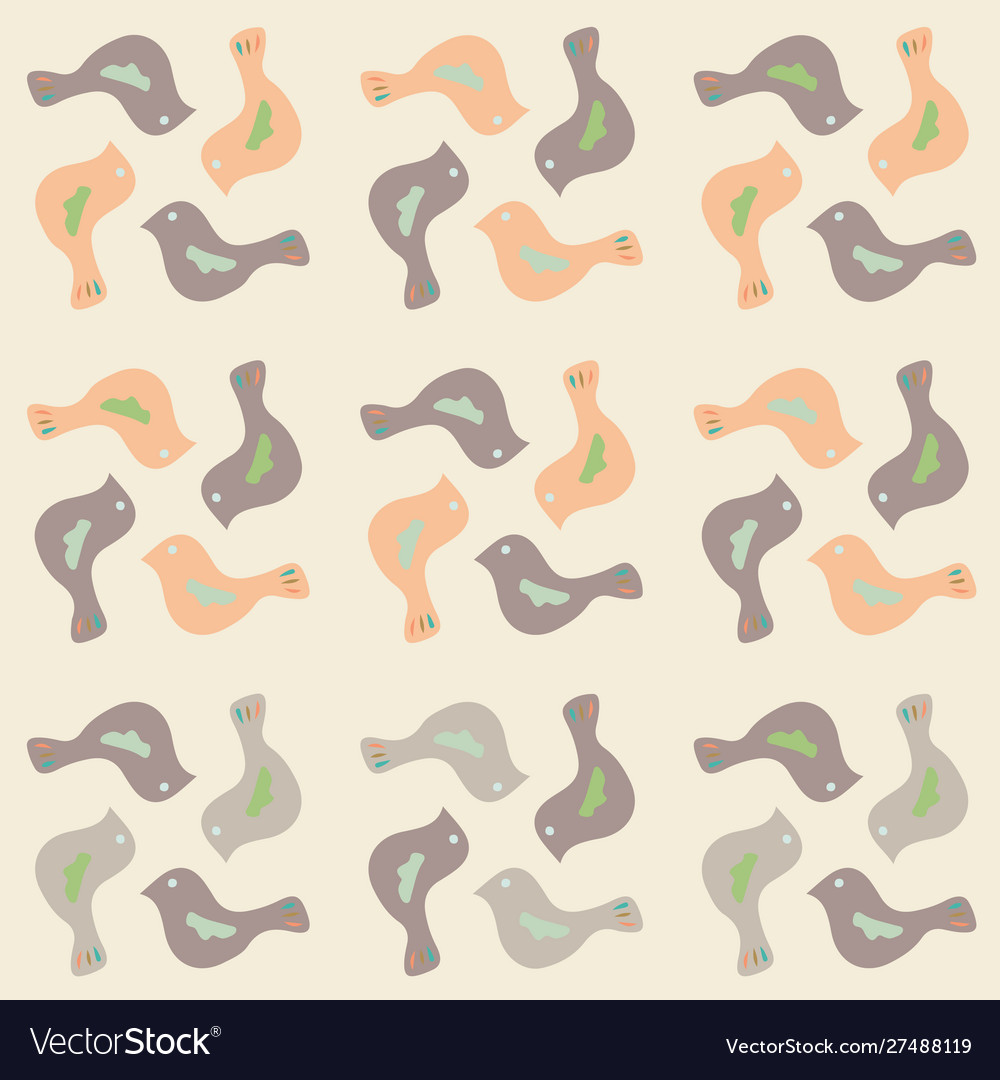 Folky bird print seamless repeat pattern