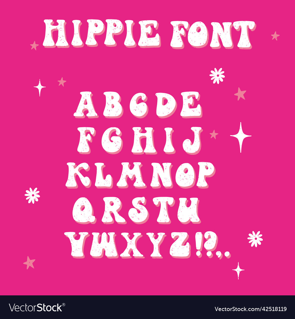 Groovy retro wave swirl alphabet and number
