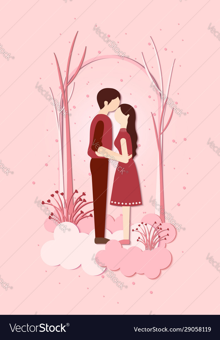 Happy valentines day with paper cut valentines Vector Image