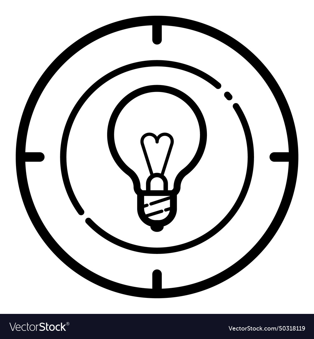 Lightbulb target flat icon isolated on white