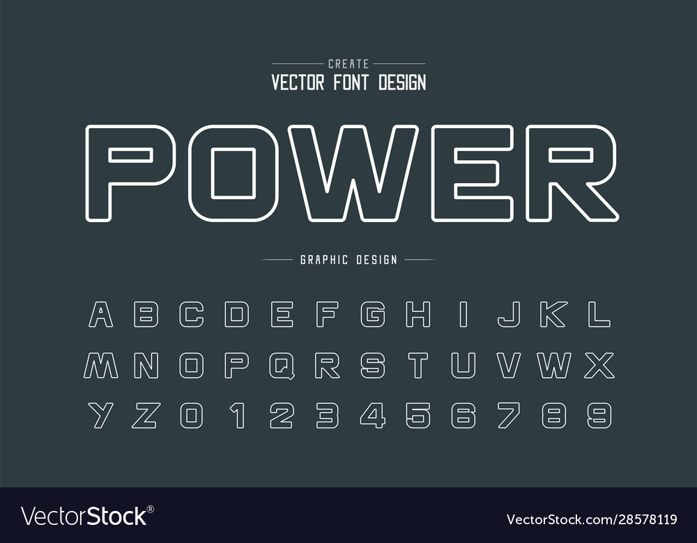 Line font and round alphabet white design vector image Line font and round alphabet white design