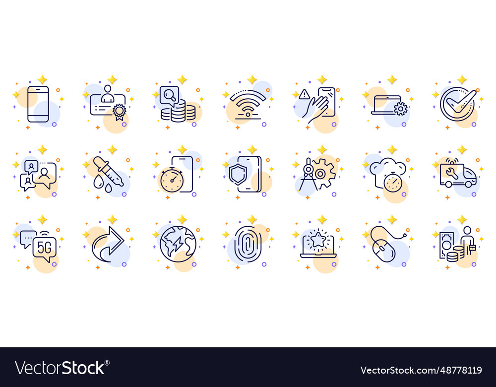 Outline set of notebook service fingerprint vector image Outline set of notebook service fingerprint