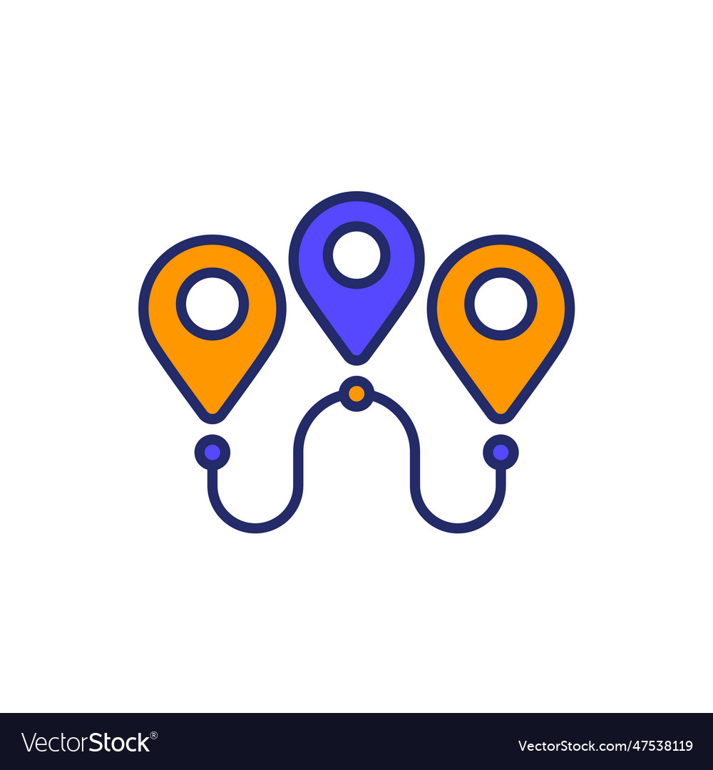 Path or route icon with outline