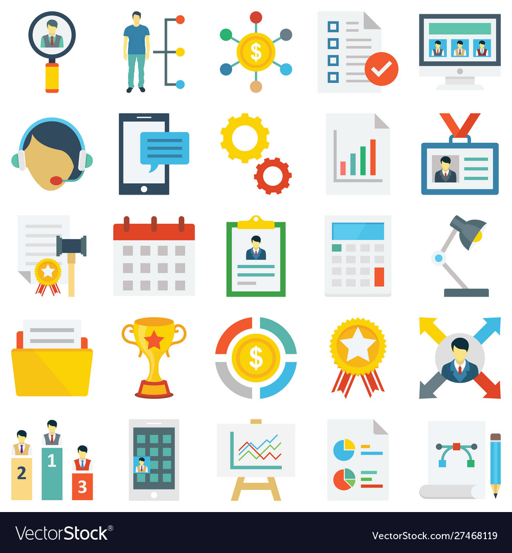 Project management colored icons set every