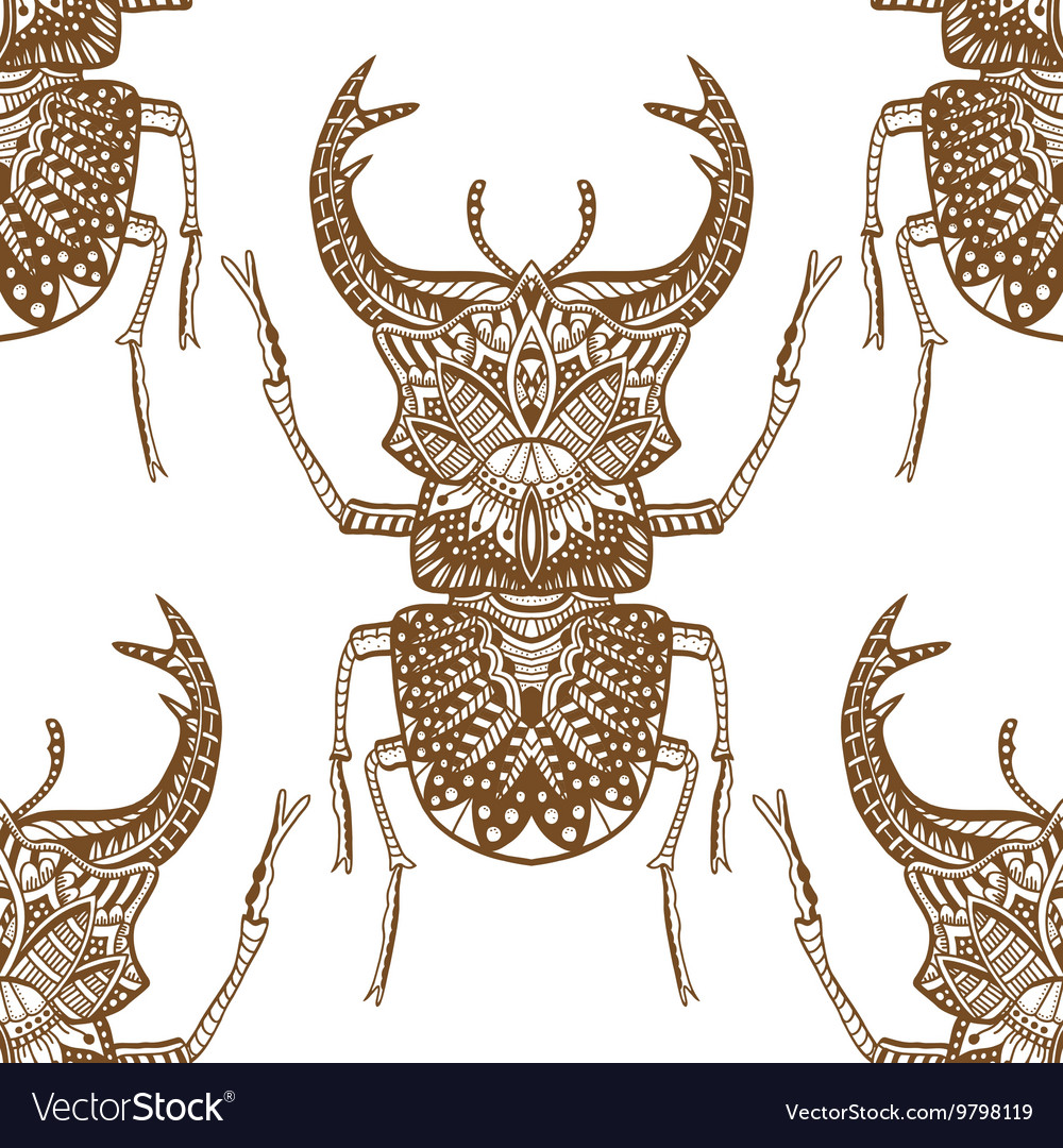 Seamless pattern with beetle
