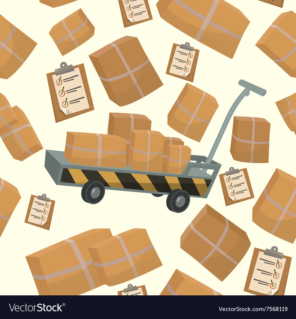 Seamless pattern with boxes and containers